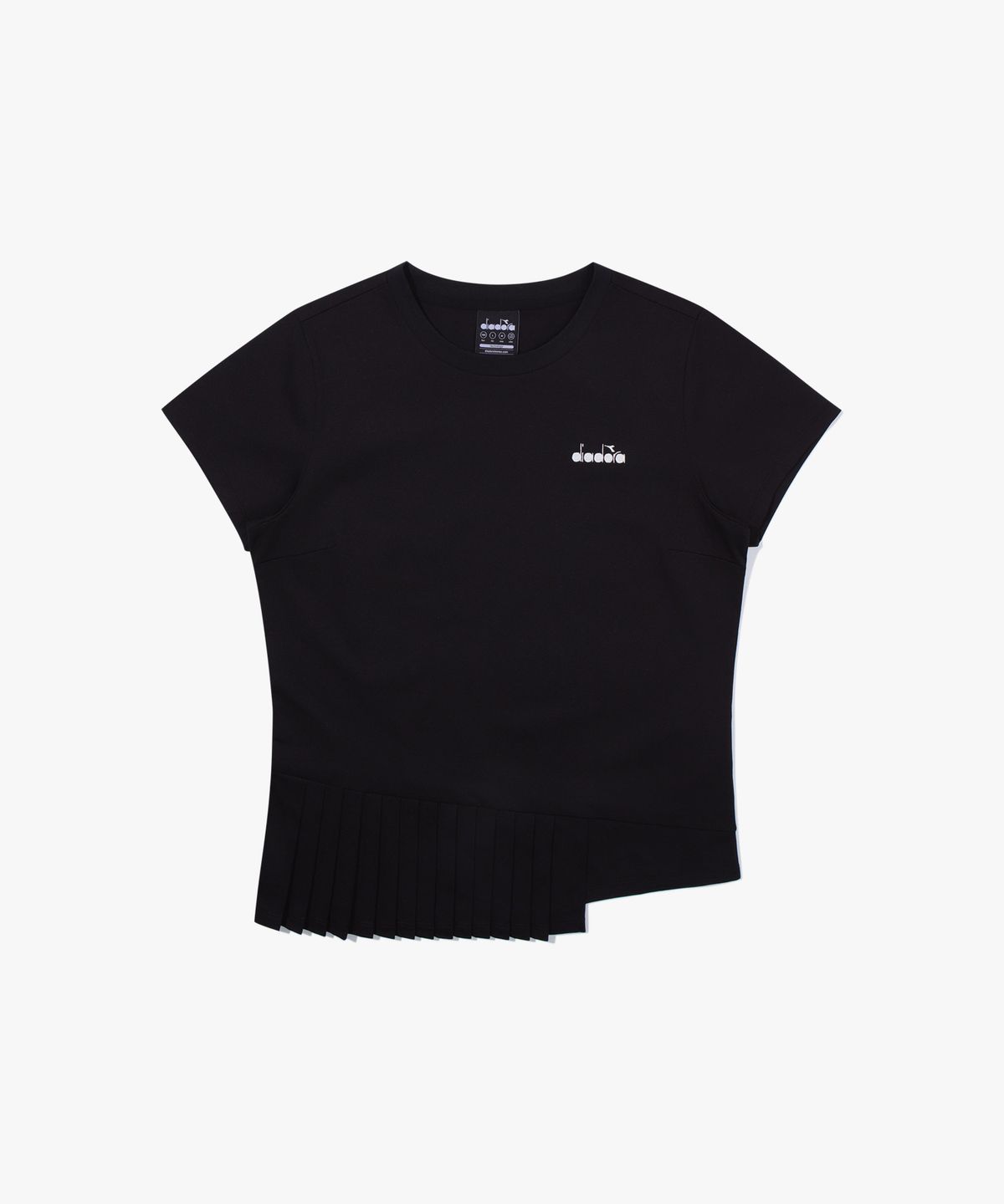 디아도라(diadora) 에르미나 플리츠 반팔 티셔츠 우먼 BLACK