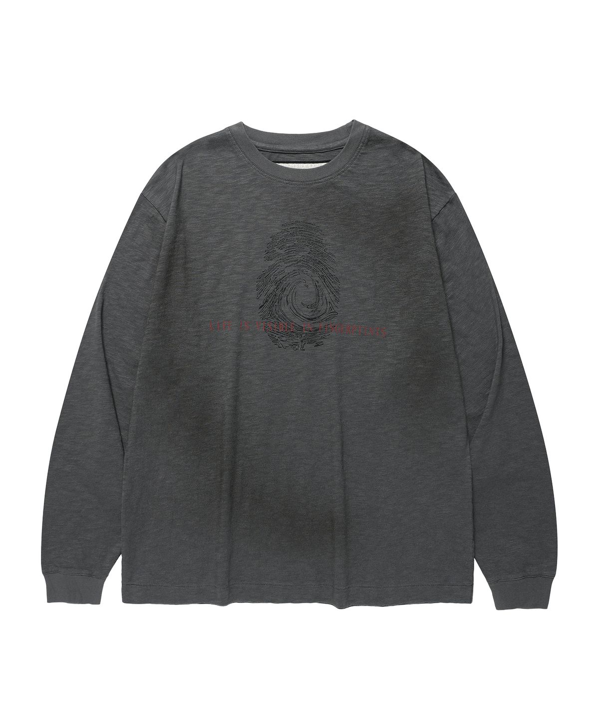 더바이닐하우스(THEVINYLHOUSE) FINGERPRINT SLUB LS TEE CHARCOAL