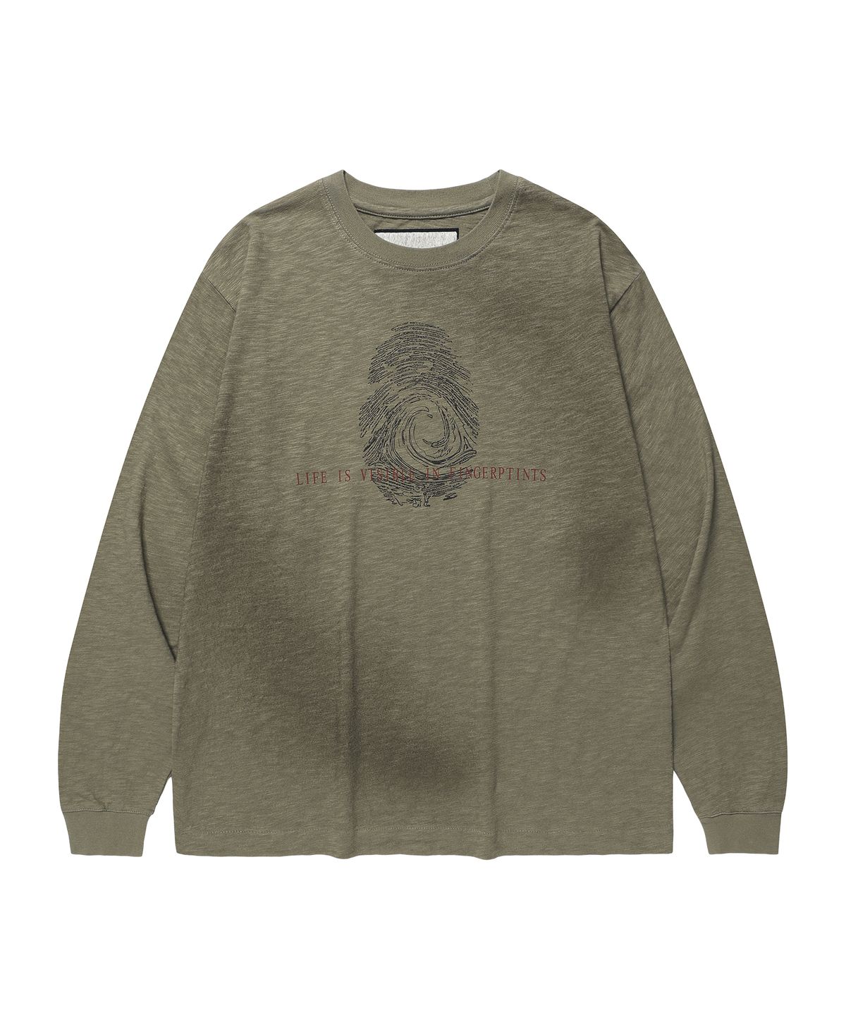 더바이닐하우스(THEVINYLHOUSE) FINGERPRINT SLUB LS TEE OLIVE