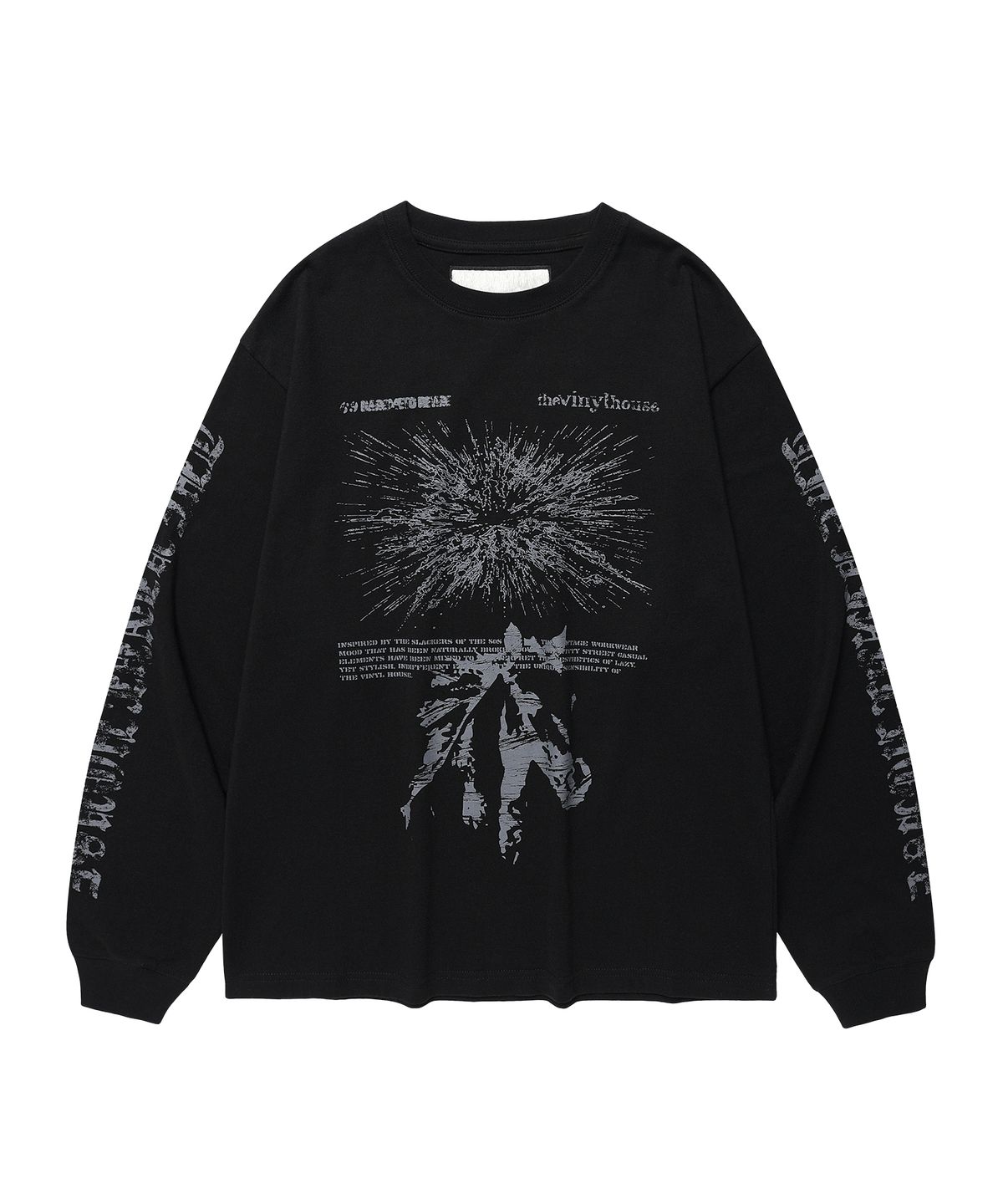 더바이닐하우스(THEVINYLHOUSE) ROUGH DRAWING LS TEE BLACK