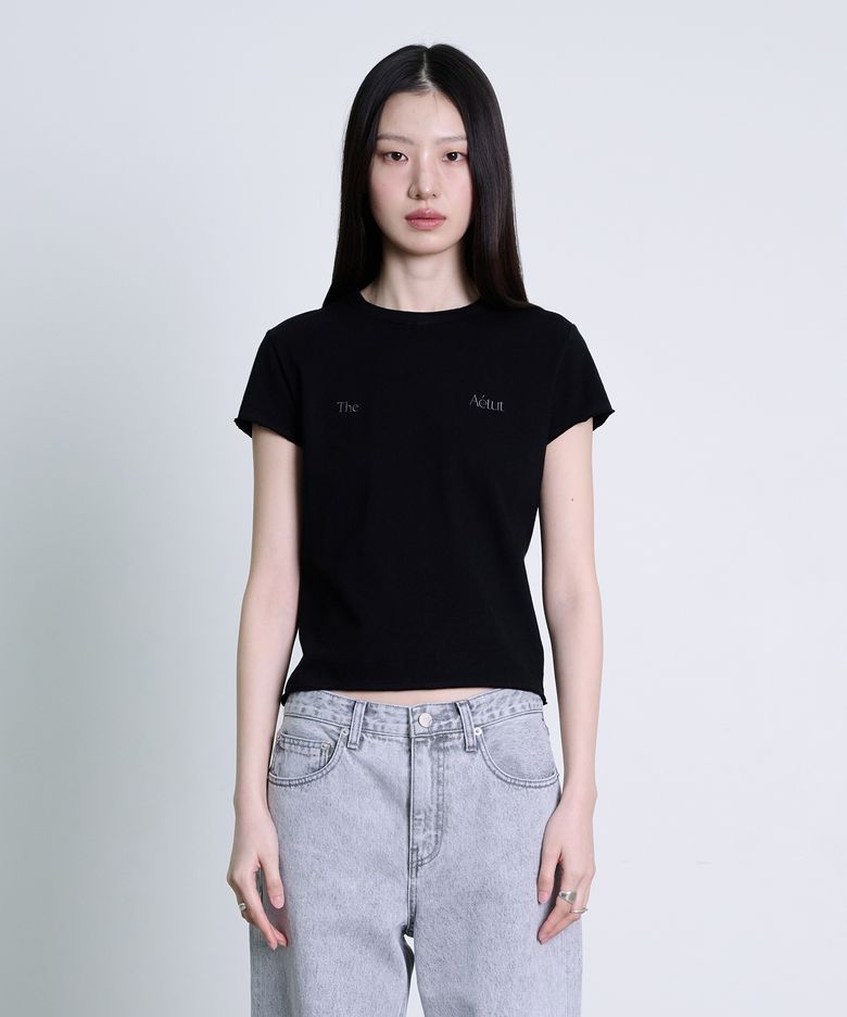 Raw Edge Cotton Logo T-Shirt_Black