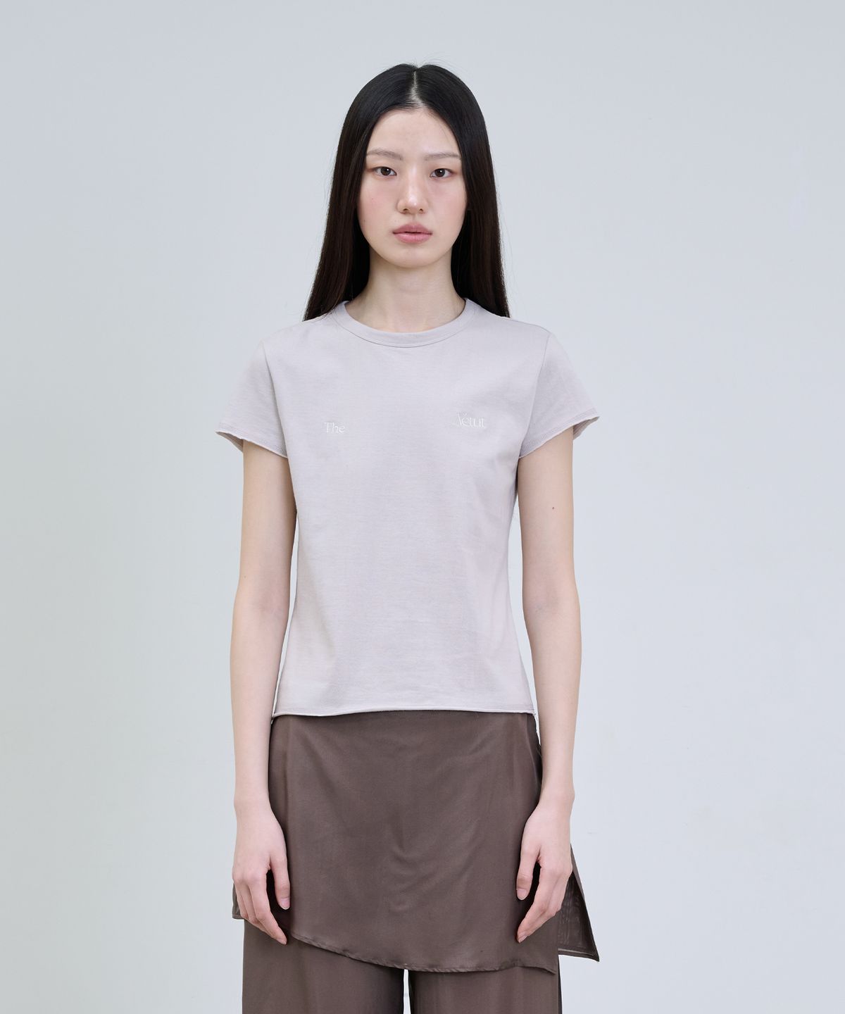 더애틋(THE AÉTUT) Raw Edge Cotton Logo T-Shirt_Beige