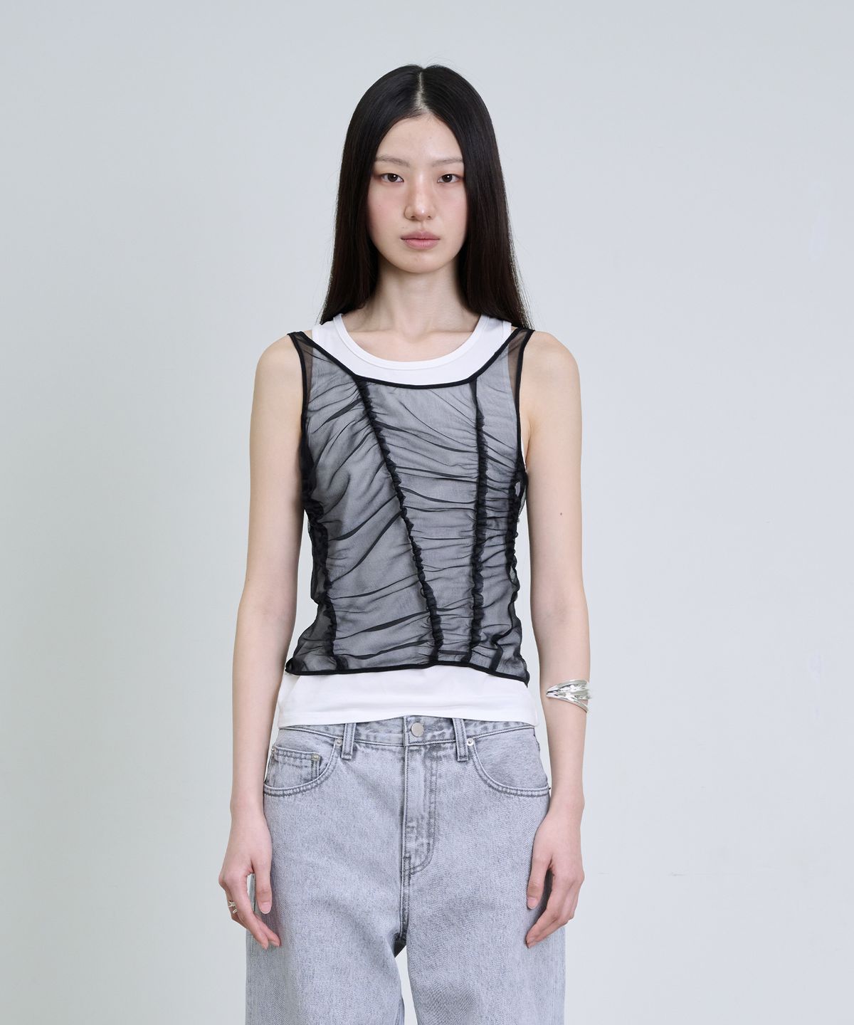 더애틋(THE AÉTUT) Layered Sheer Sleeveless Set_Black
