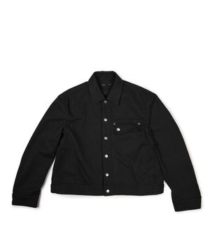 (BASE) CROP DOUBLE FLAP TRUCKER (BLACK)
