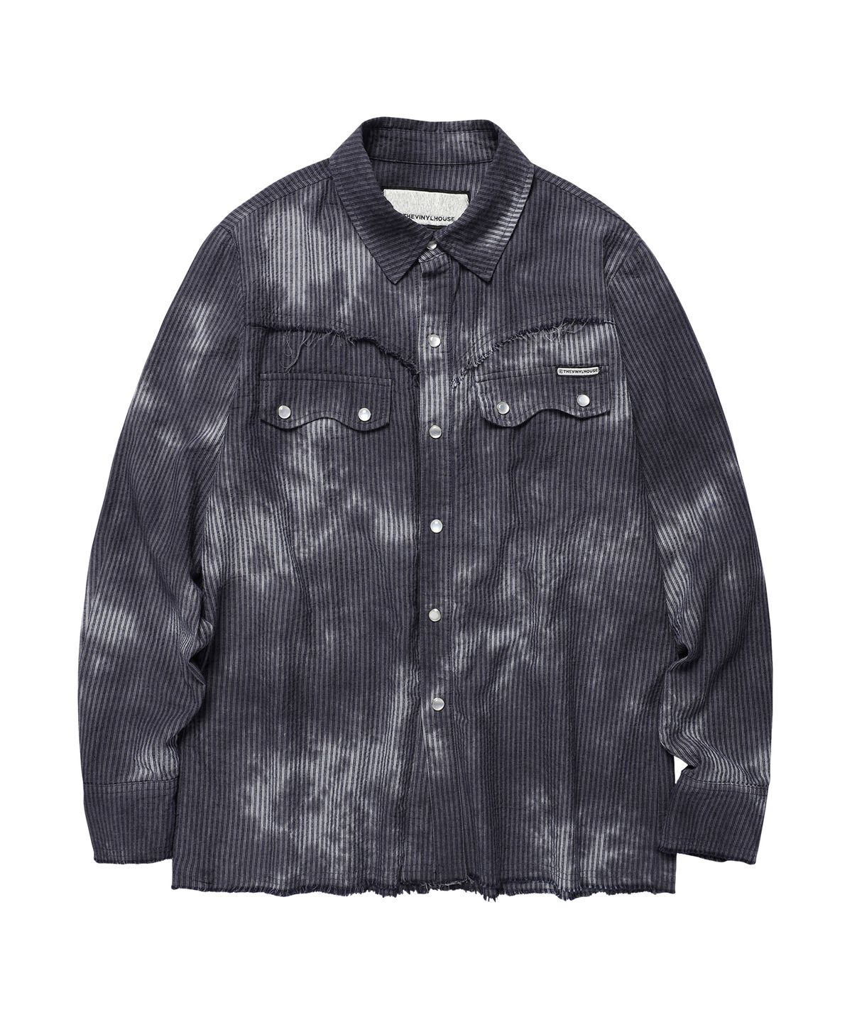 더바이닐하우스(THEVINYLHOUSE) RAW WASHED VERTICAL SHIRTS NAVY