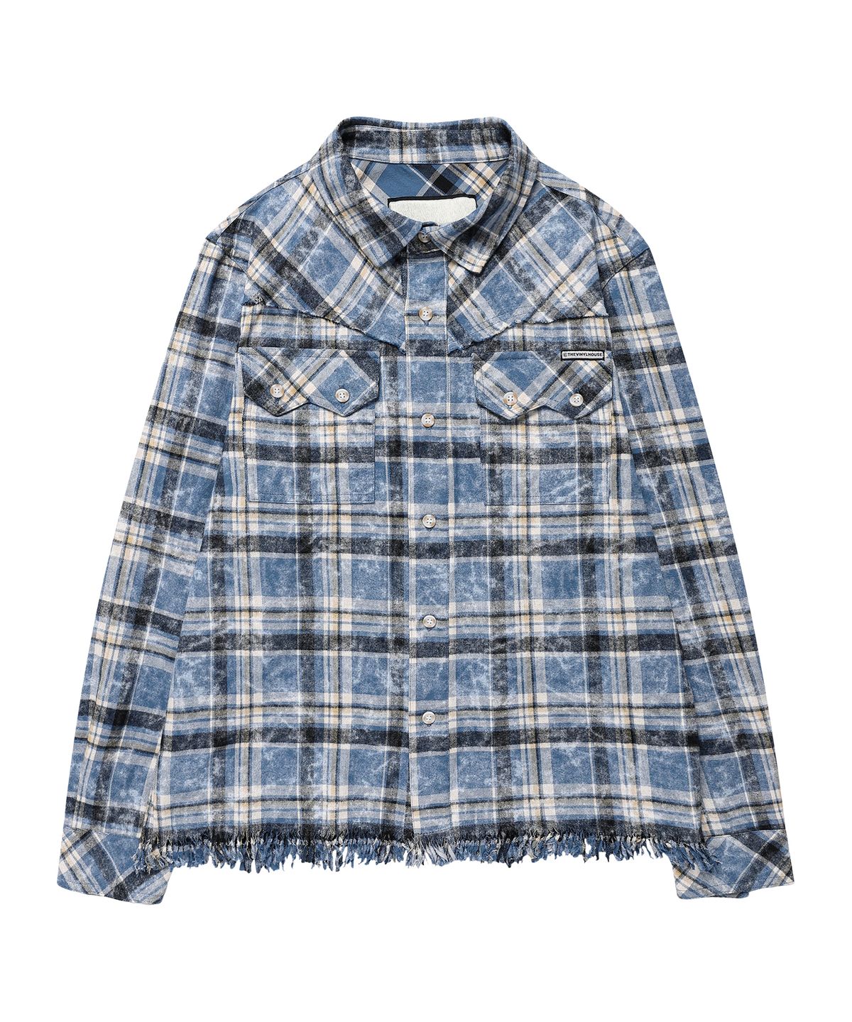 더바이닐하우스(THEVINYLHOUSE) RAW CUT SHIRT JACKET BLUE