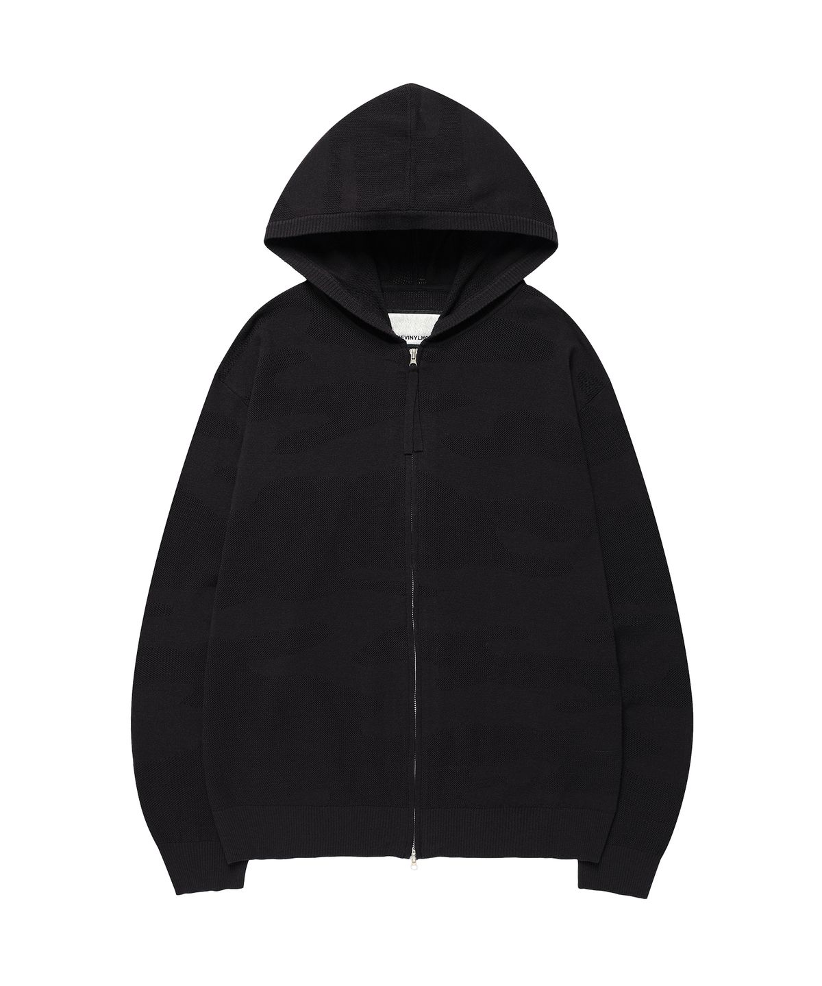 더바이닐하우스(THEVINYLHOUSE) GHOST CAMO KNIT HOODIE ZIP-UP BLACK