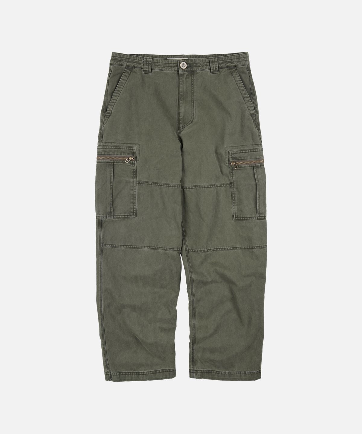 프리즘웍스(FRIZMWORKS) WASHED COTTON ZIP CARGO PANTS _ OLIVE