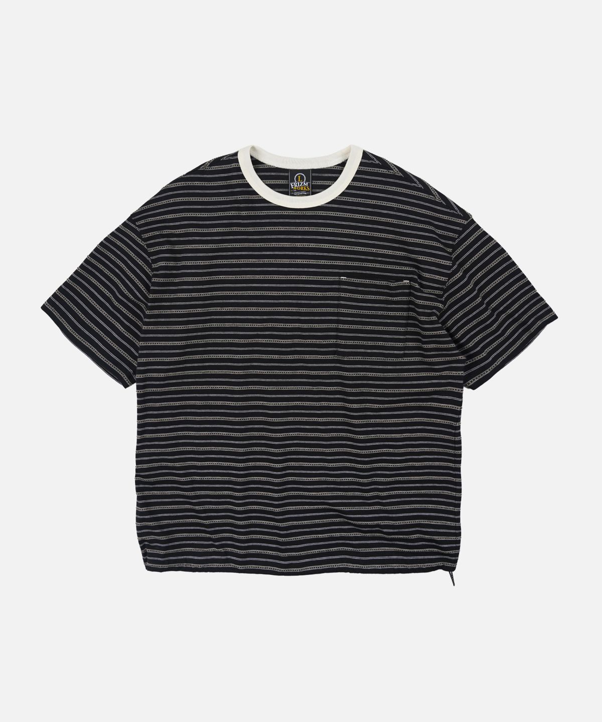 프리즘웍스(FRIZMWORKS) JACQUARD STRIPE HALF TEE _ BLACK