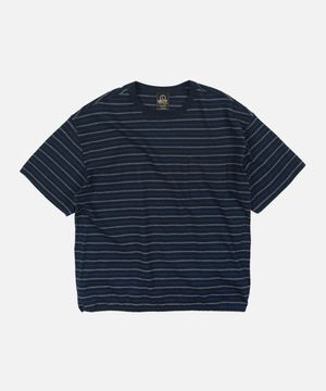JACQUARD STRIPE HALF TEE _ NAVY
