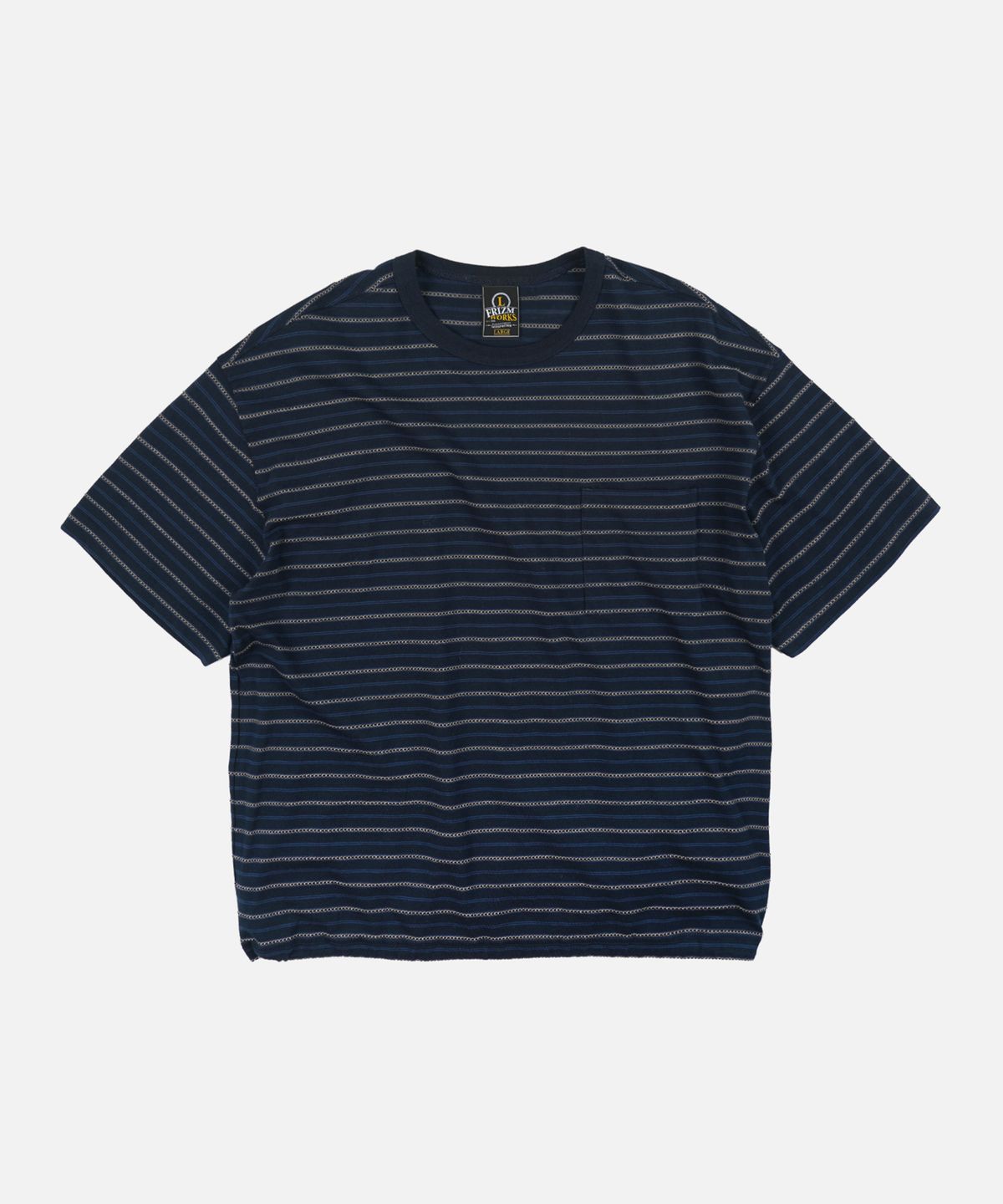 프리즘웍스(FRIZMWORKS) JACQUARD STRIPE HALF TEE _ NAVY