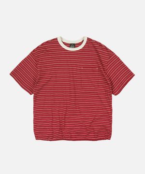 JACQUARD STRIPE HALF TEE _ BURGUNDY