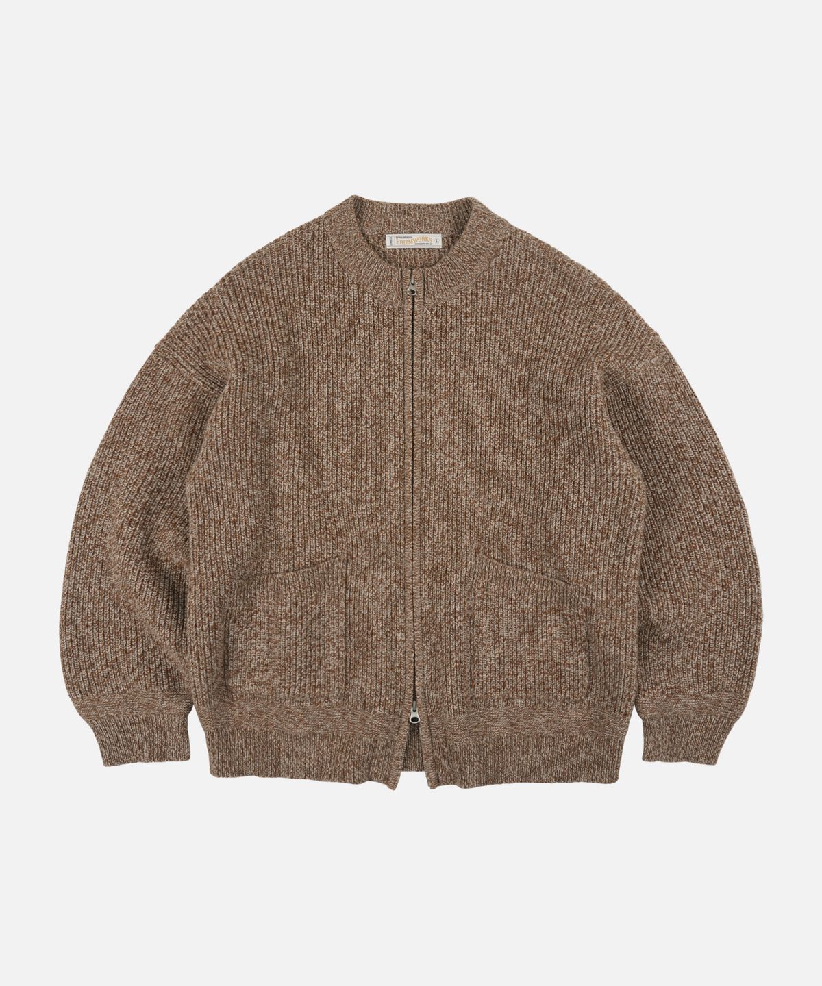 프리즘웍스(FRIZMWORKS) TWEED WOOL ZIP UP CARDIGAN _ BROWN