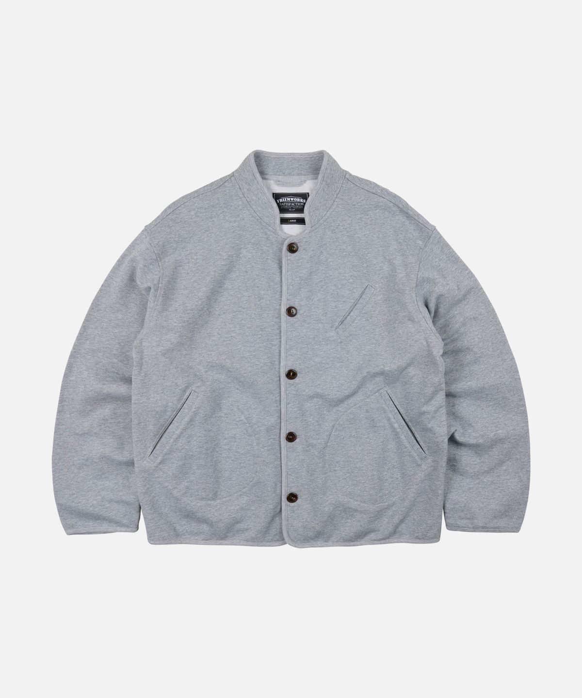 프리즘웍스(FRIZMWORKS) VARSITY SWEAT CARDIGAN _ GRAY