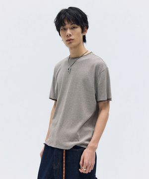 STRIPE LAYERED HALF T BROWN