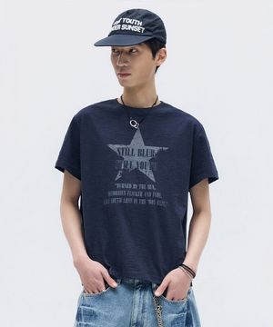 CRACKED STAR HALF T NAVY