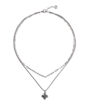 앤틱크로스 팬던트 더블체인 큐브레이어드 목걸이 (C2601-AN999_SV)