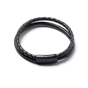 더블타입 레더스트링 블랙버클 가죽팔찌 (C2503AC1306)