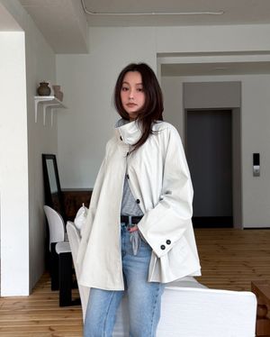 하프트렌치코트 아이보리