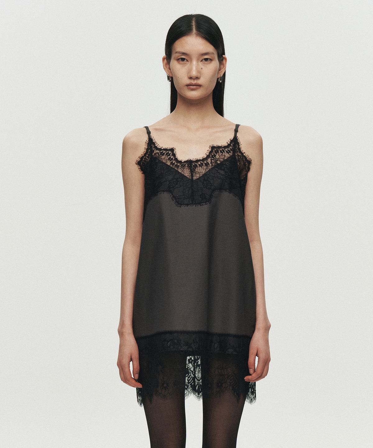 호이테(HEUTE) LACE LAYER SLIP DRESS (BLACK)