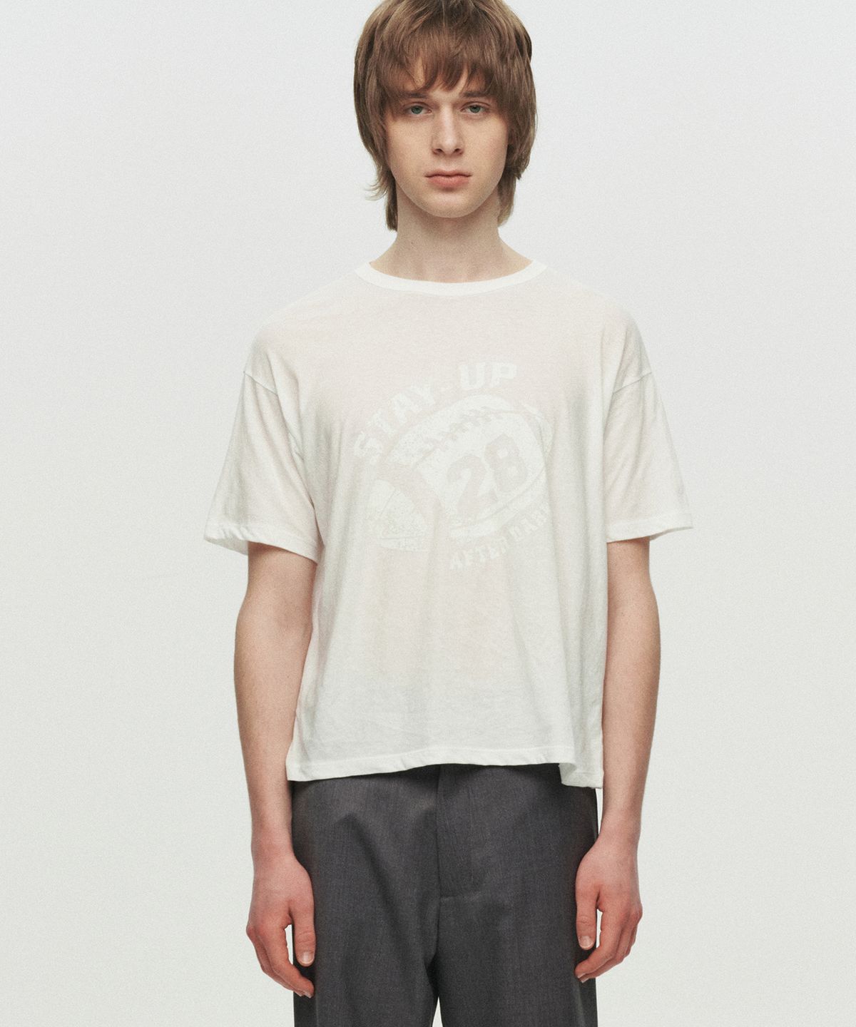 호이테(HEUTE) STAY-UP SHEARED T-SHIRT (WHITE)