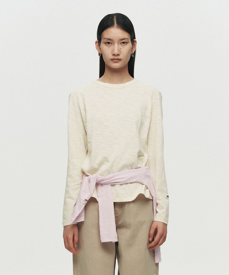 NATURAL SLUB LONG SLEEVE T-SHIRT (YELLOW)
