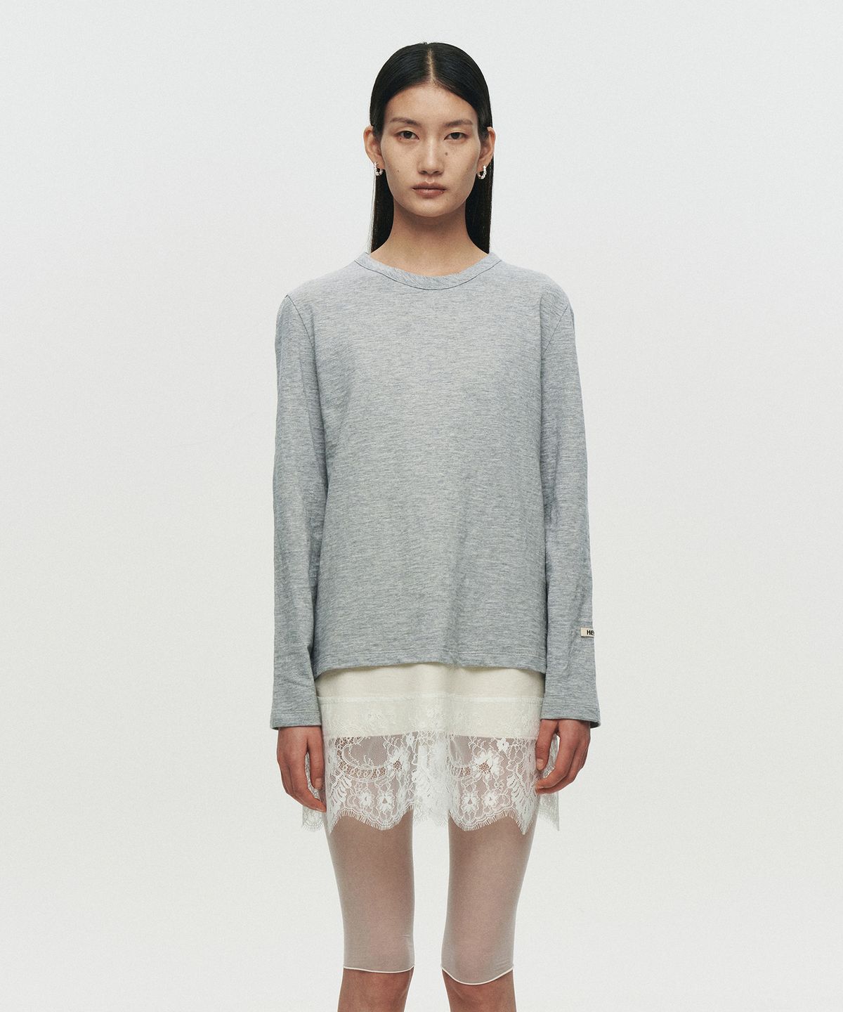 호이테(HEUTE) NATURAL SLUB LONG SLEEVE T-SHIRT (MELANGE GREY)