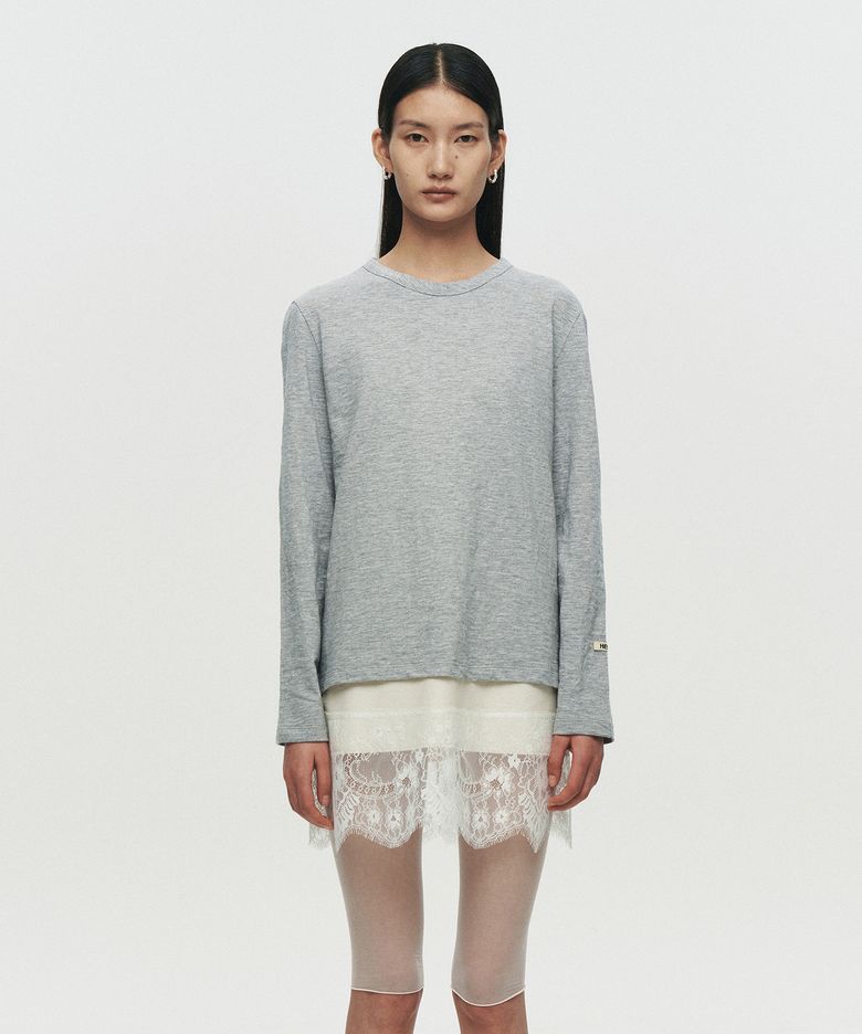 NATURAL SLUB LONG SLEEVE T-SHIRT (MELANGE GREY)