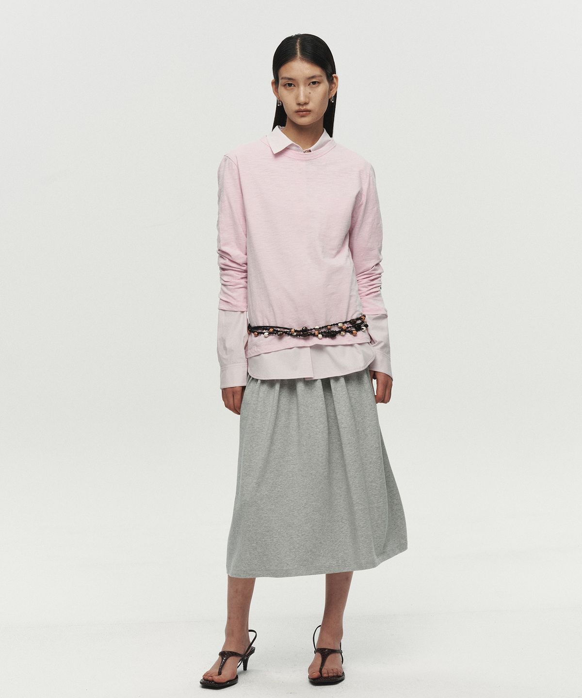 호이테(HEUTE) NATURAL SLUB LONG SLEEVE T-SHIRT (LIGHT PINK)