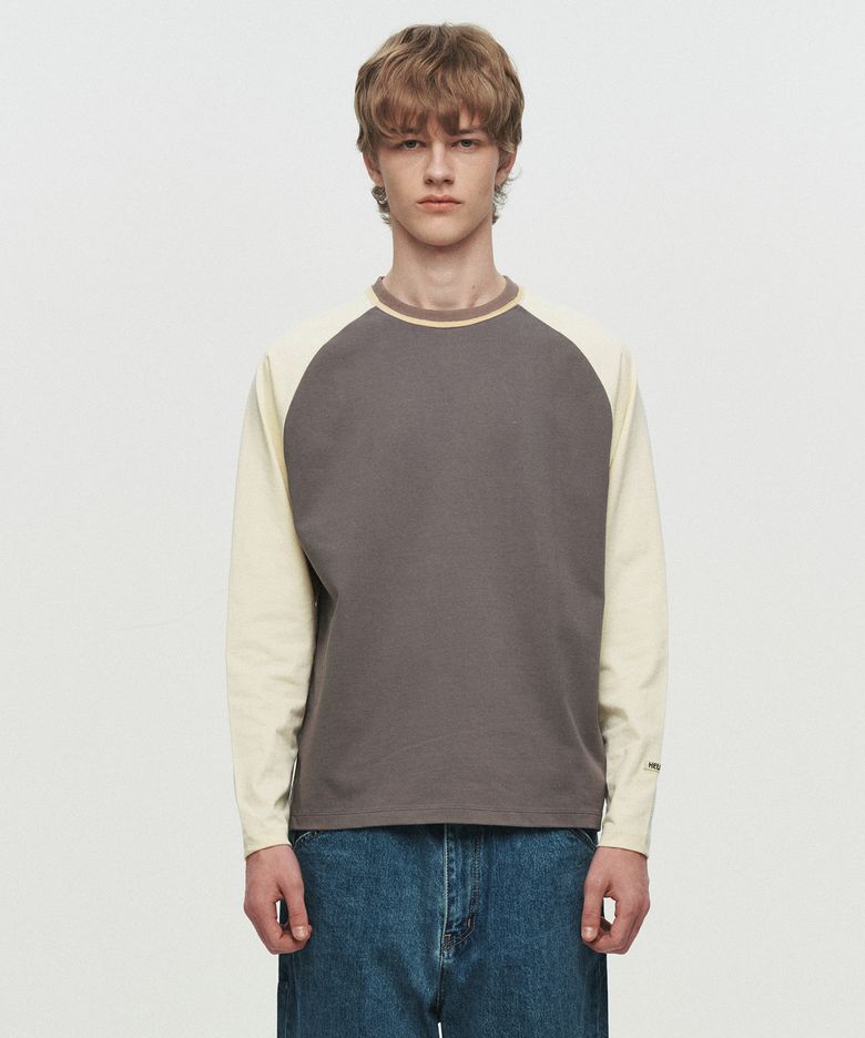 COLOR RAGLAN LONG SLEEVE T-SHIRT (YELLOW)