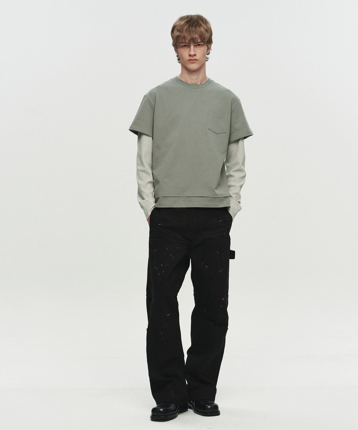 호이테(HEUTE) CORE LAYER WAFFLE TEE (LIGHT KHAKI)