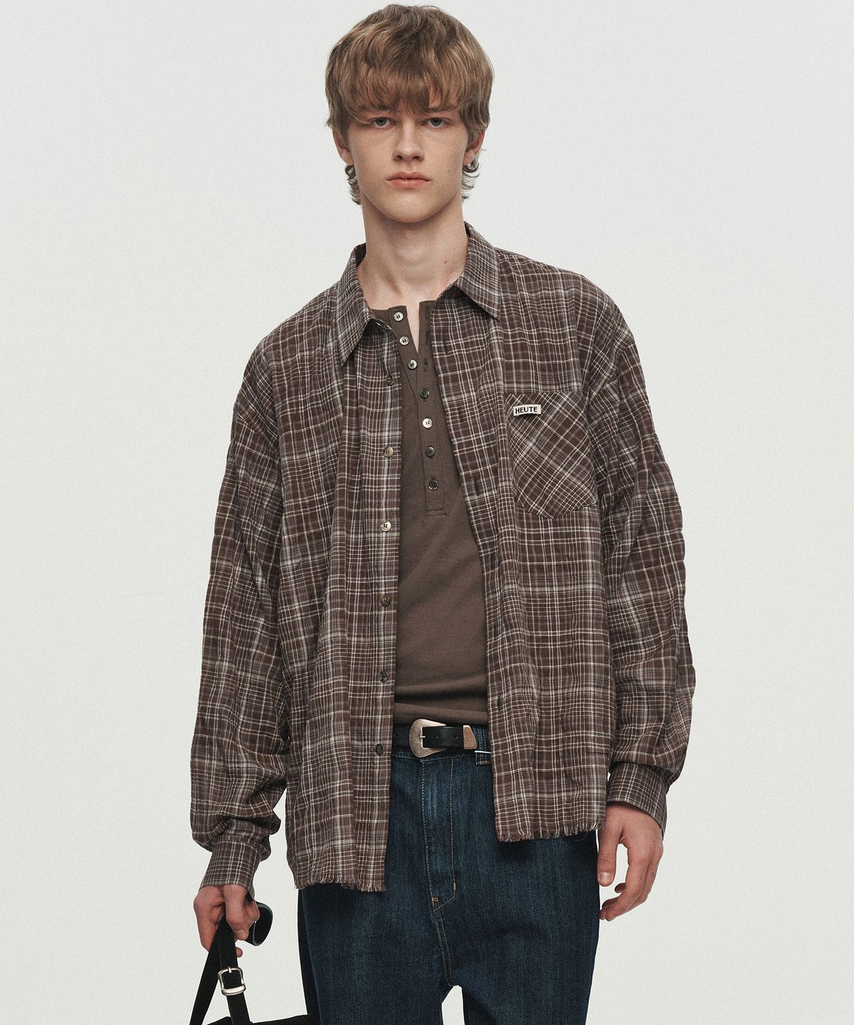 호이테(HEUTE) REGULAR COLLAR MARCO SHIRT (BROWN)