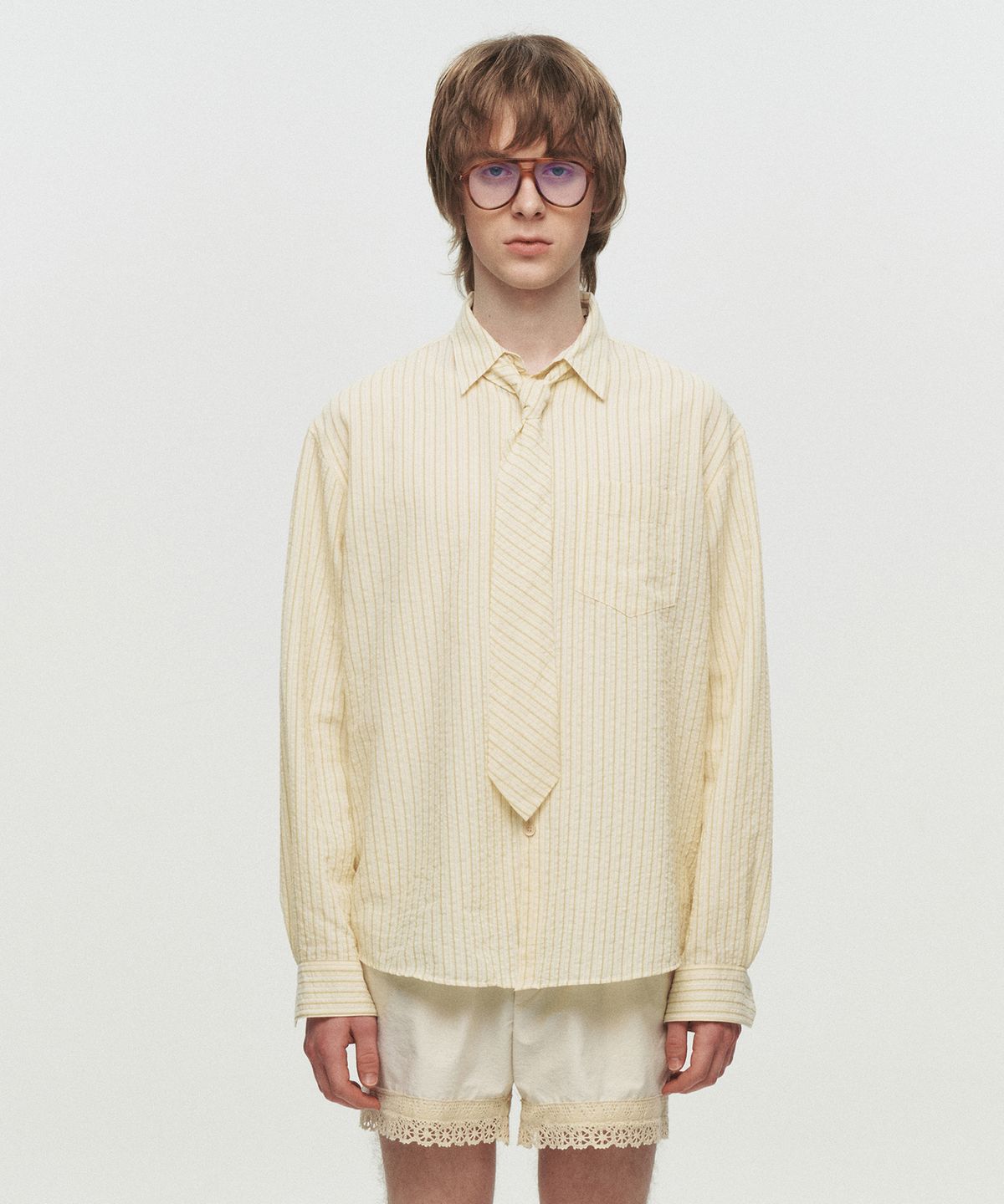 호이테(HEUTE) KIER LONG SLEEVE STRIPE SHIRT (YELLOW)
