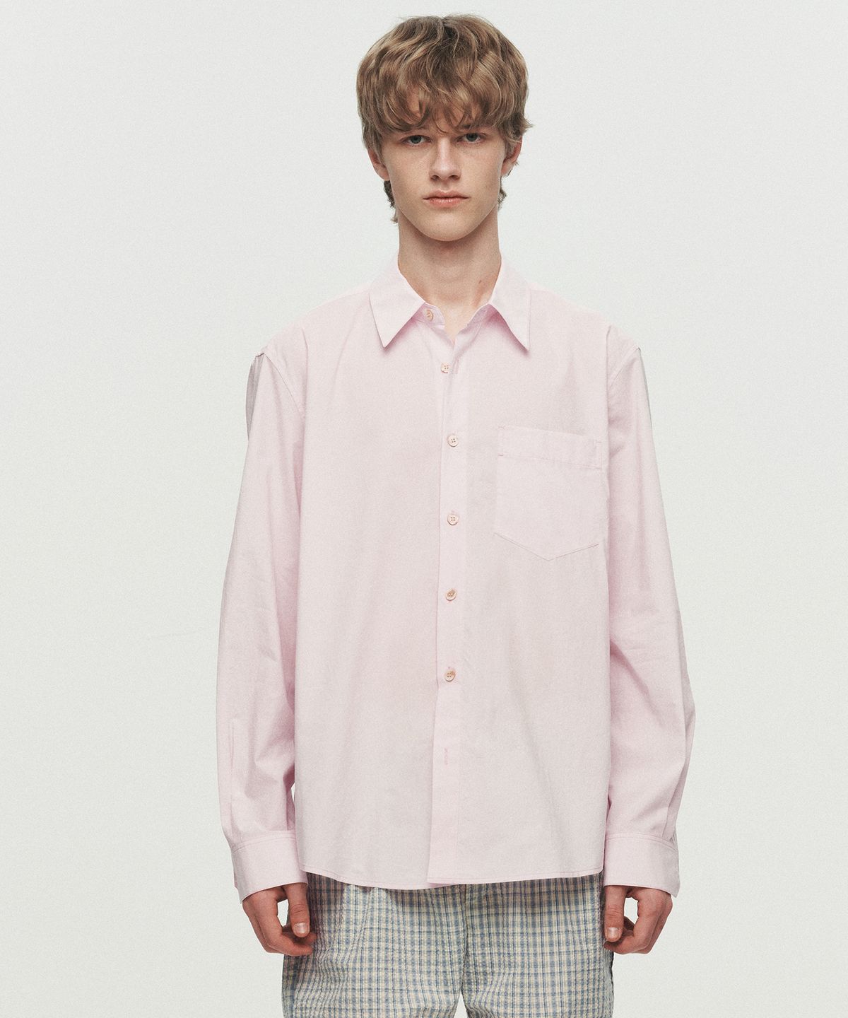 호이테(HEUTE) REGULAR COLLAR COTTON SHIRT (L/PINK)