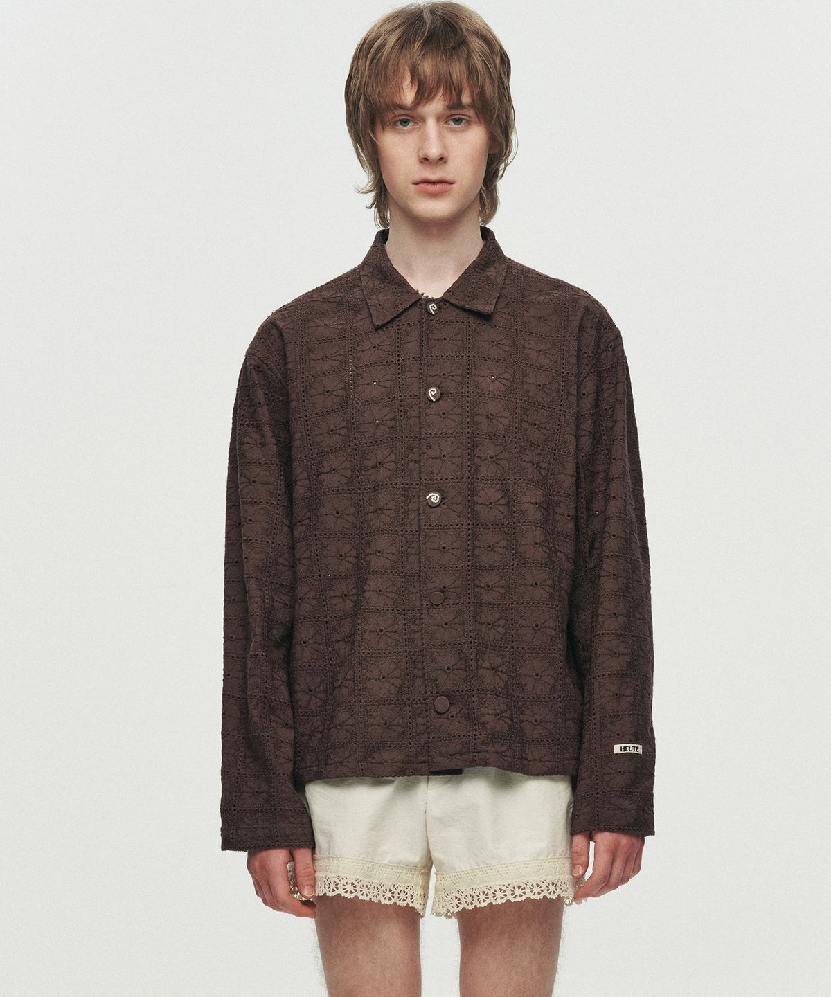 호이테(HEUTE) NOAH TEXTURED SHIRT (BROWN)