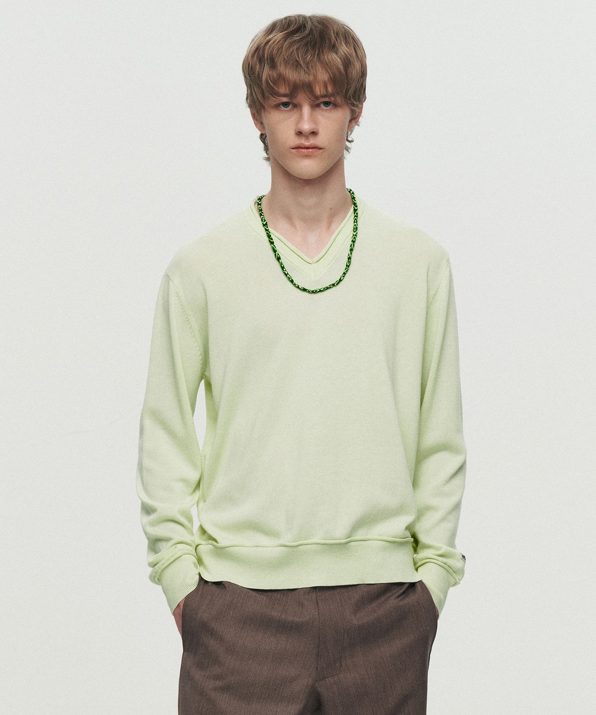 호이테(HEUTE) NIEL COTTON V-NECK KNIT (MINT)