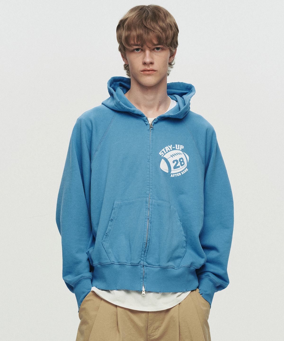 호이테(HEUTE) ROMEO STAY-UP ZIP HOODIE (BLUE)