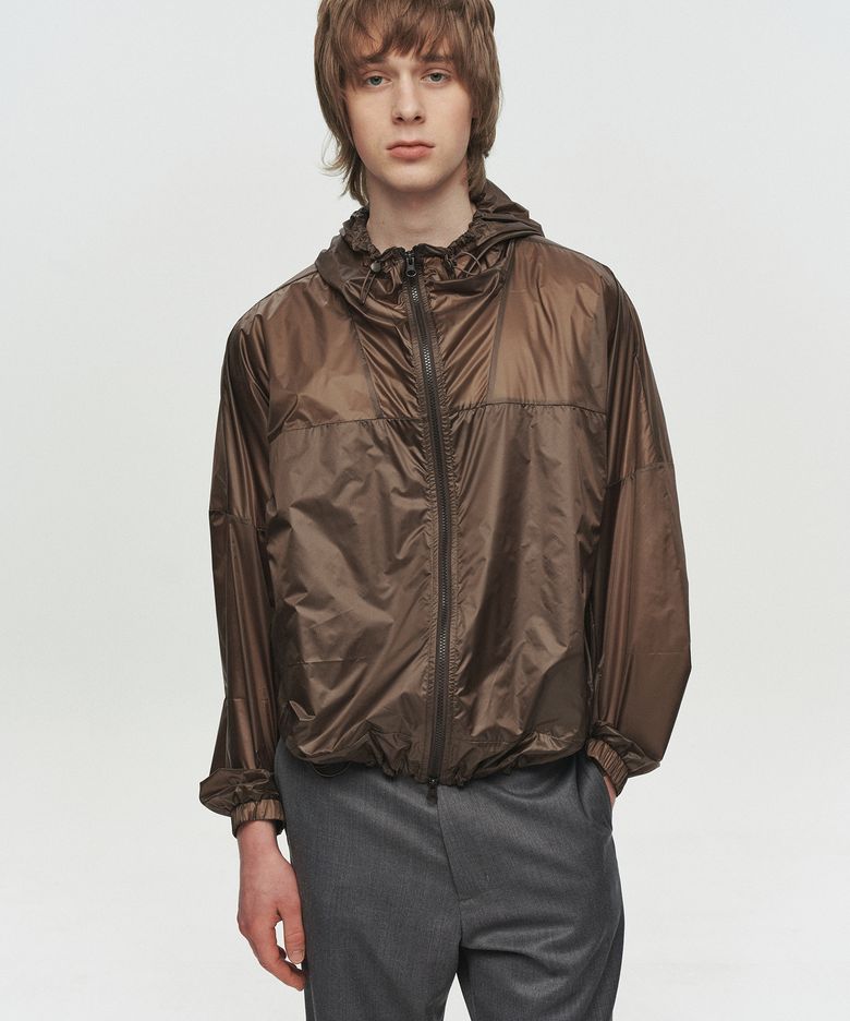 KADE SHEER HOODED JACKET (BROWN)