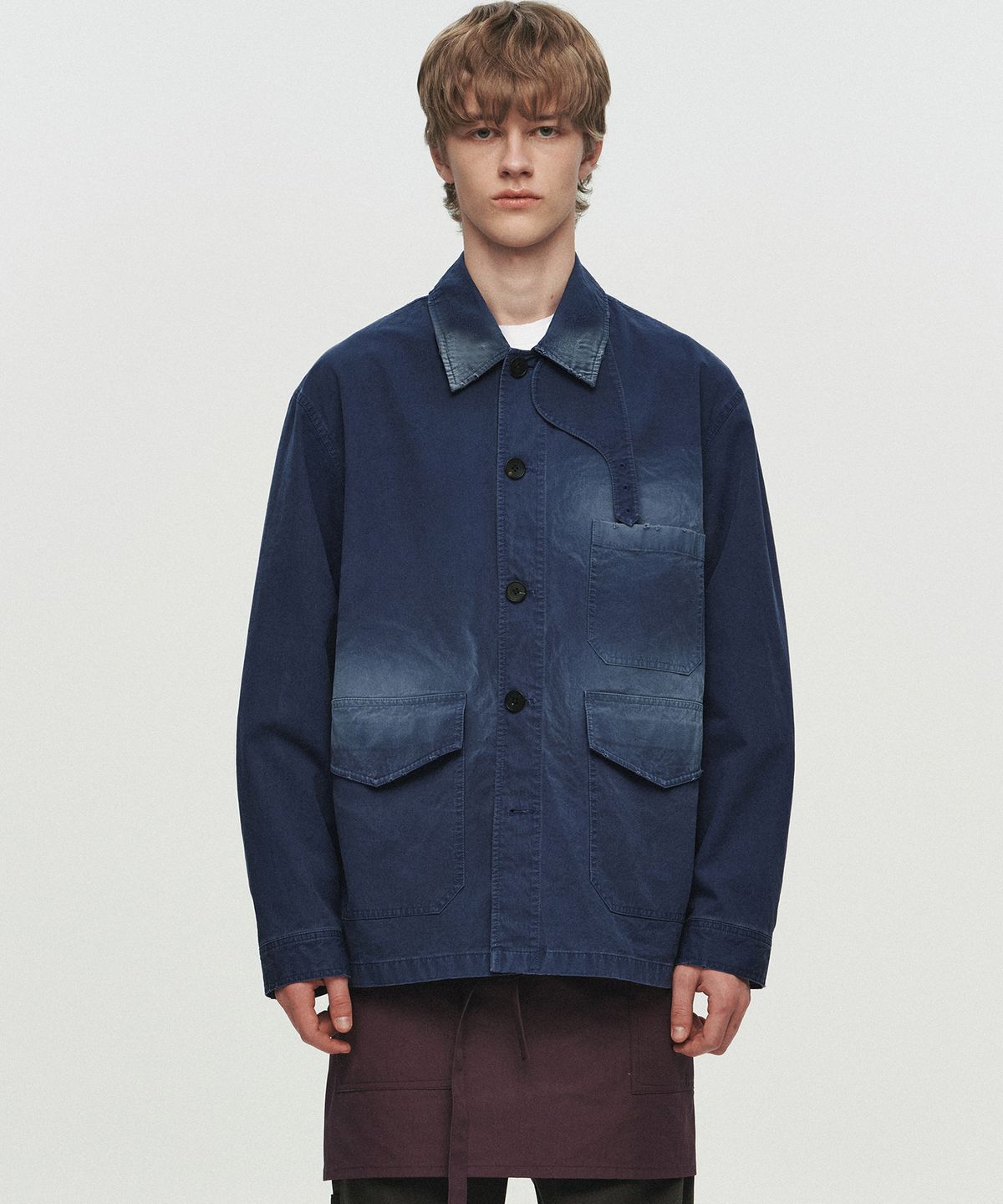 호이테(HEUTE) CONTRAST COLLAR FIELD JACKET (NAVY)