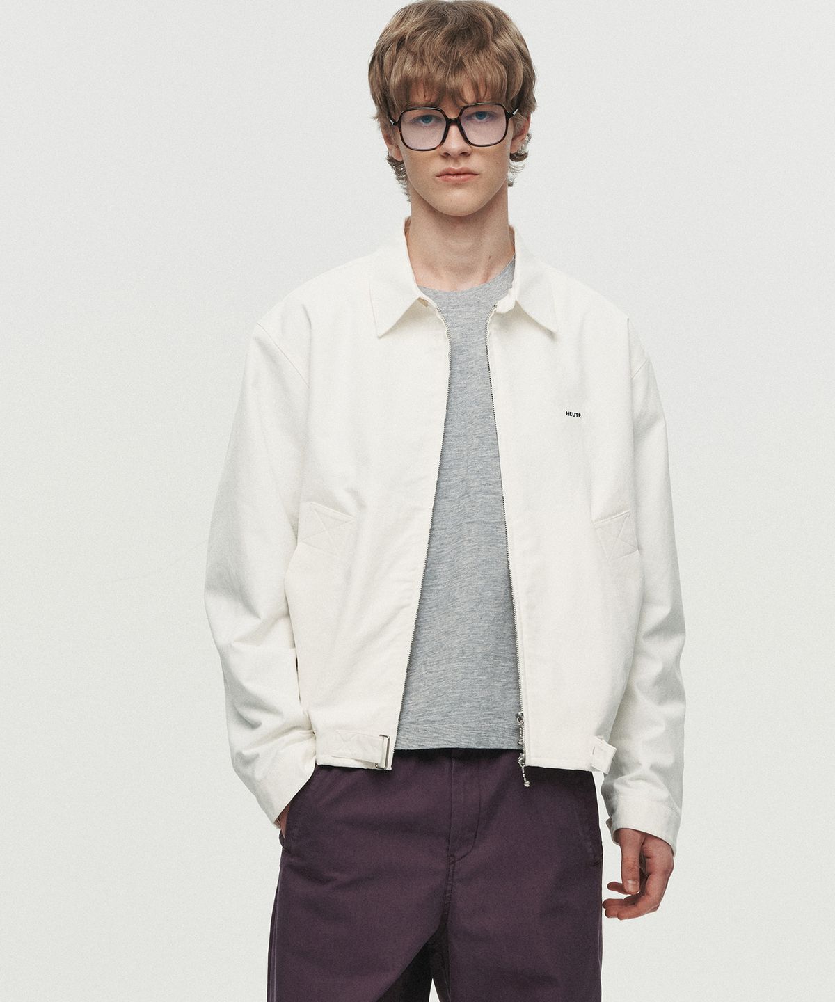호이테(HEUTE) MARTIN STRUCTURED BOMBER JACKET (OFF WHITE)