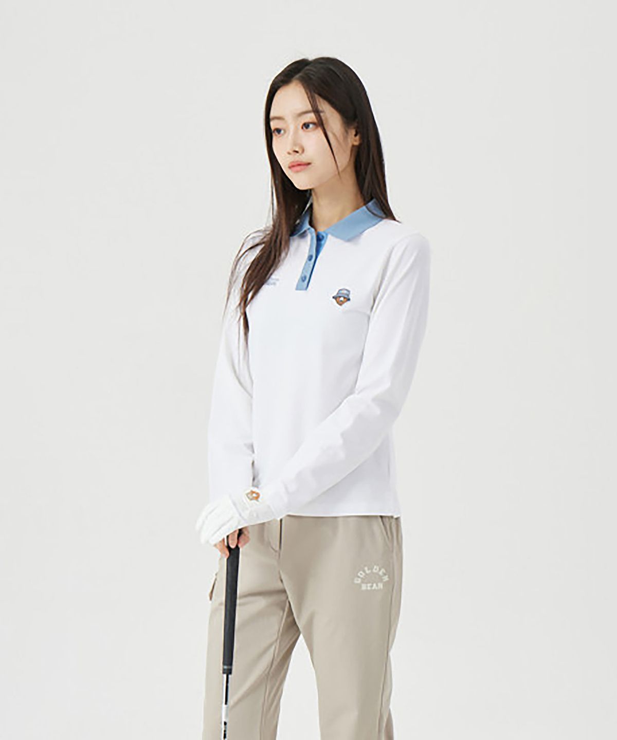 골든베어(GOLDEN BEAR) (W) Contrast Collar Long Sleeve T-shirt G5TAM26281WHX