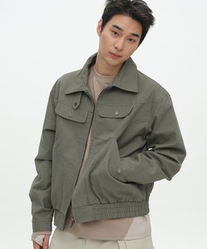 멀티 포켓 버튼 포인트 베이직 인시전 코튼 바시티 자켓 점퍼 [그레이]