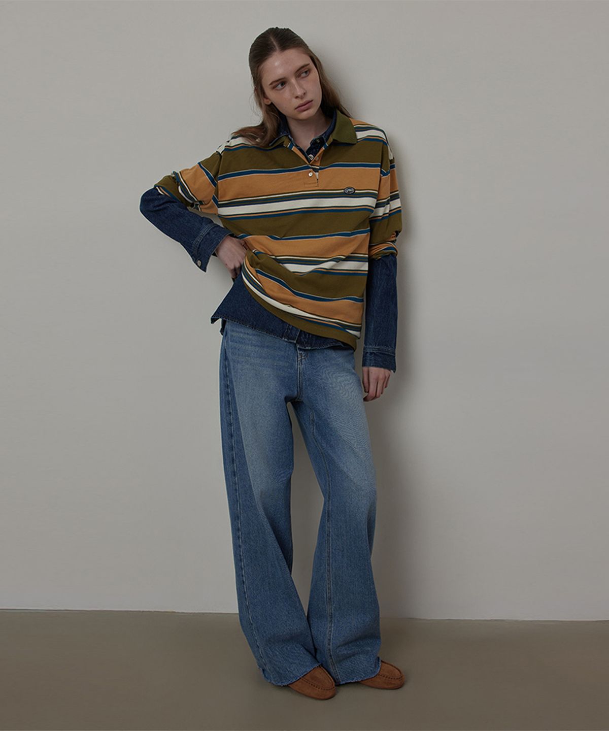 퀸스래빗(Q'SRB) Vintage Cutting Semi Wide Denim Pants