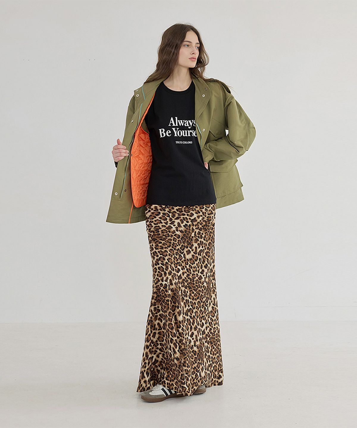 퀸스래빗(Q'SRB) F/W Leopard Banding Long Skirt