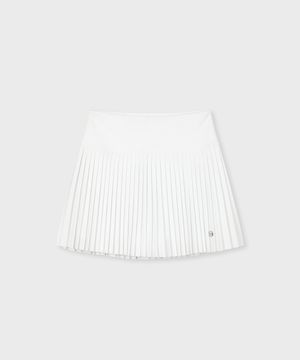 W 하이웨이스트 우븐 플리츠 스커트