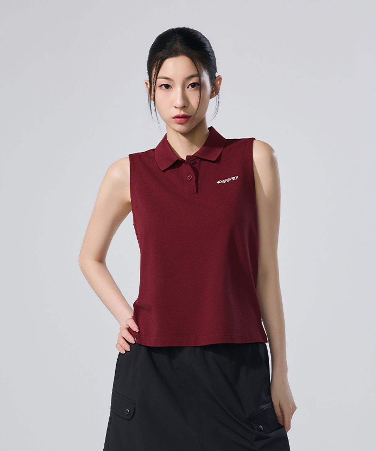 디스커버리 익스페디션(DISCOVERY EXPEDITION) 여성 슬리브리스 카라티 (BURGUNDY)