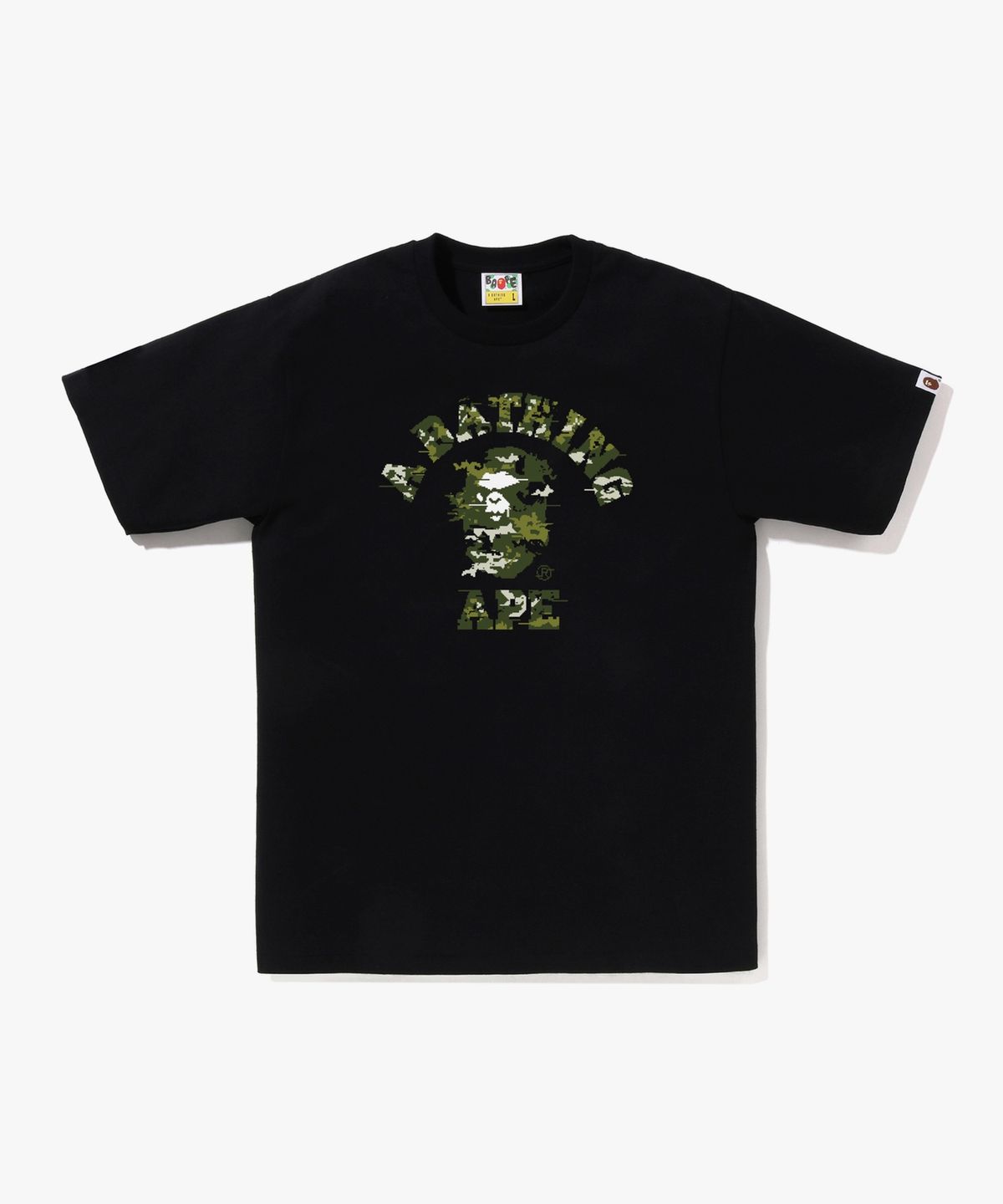 베이프(BAPE) 멀티 픽셀 카모 콜리지 티셔츠(M) BLACK/GREEN