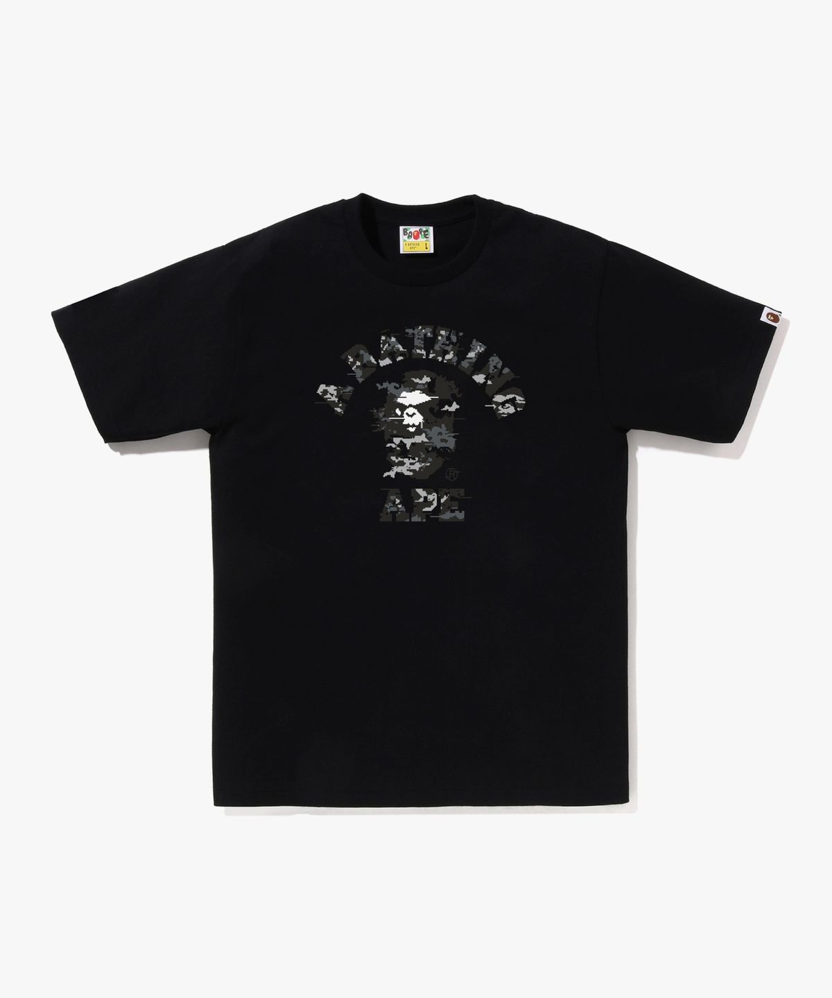 베이프(BAPE) 멀티 픽셀 카모 콜리지 티셔츠(M) BLACK/BLACK