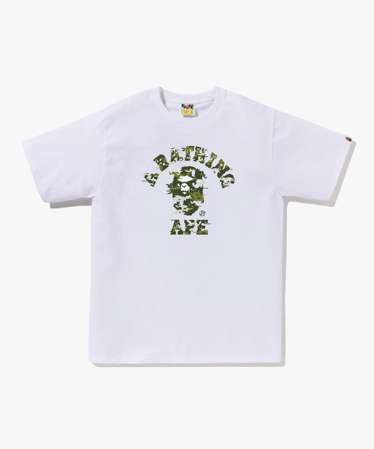베이프(BAPE) 멀티 픽셀 카모 콜리지 티셔츠(M) WHITE/GREEN