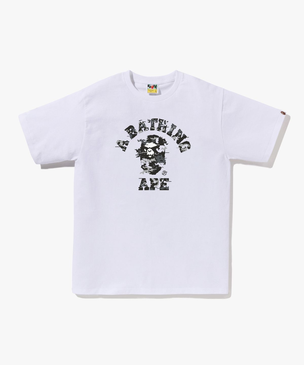 베이프(BAPE) 멀티 픽셀 카모 콜리지 티셔츠(M) WHITE/BLACK